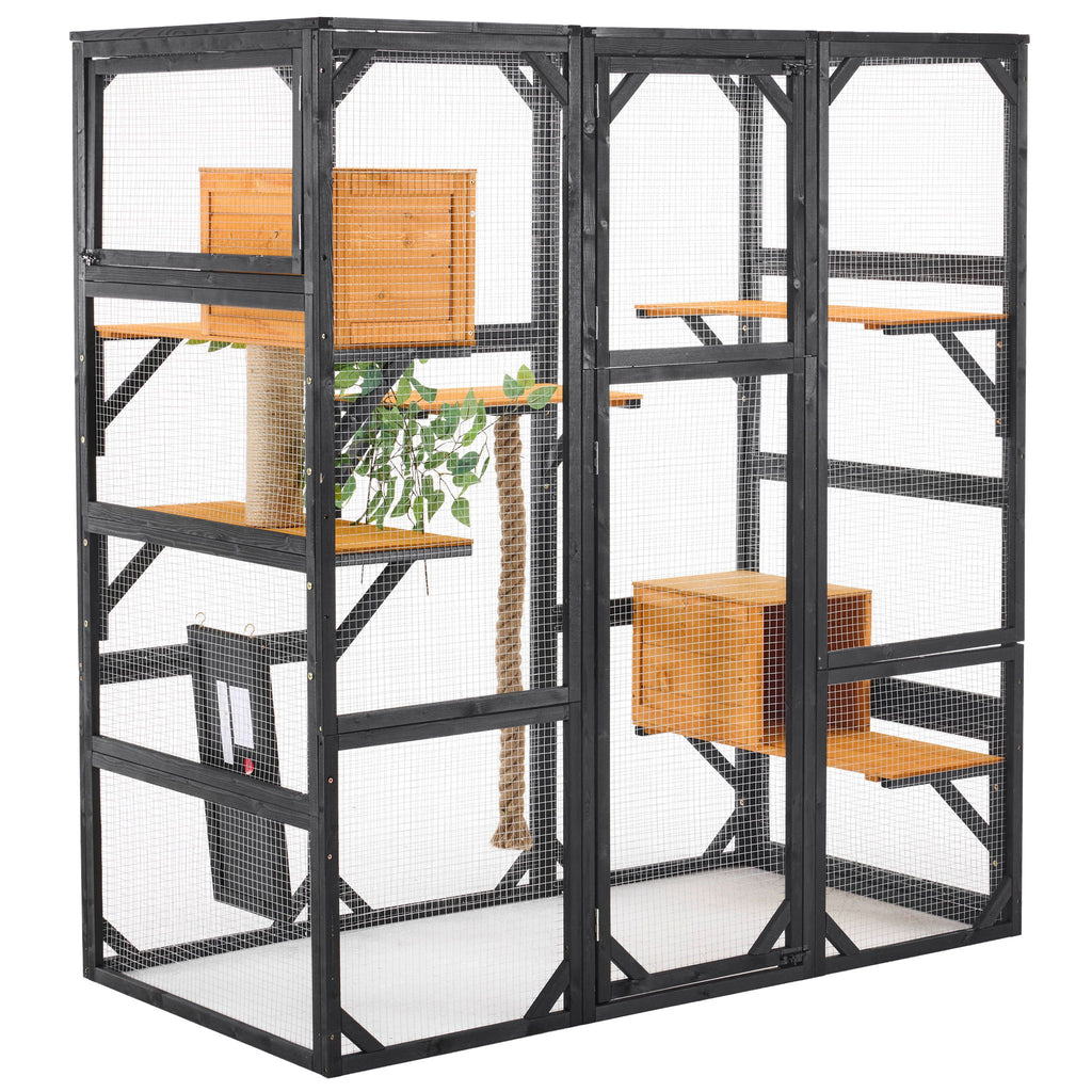 Outdoor Cat House, Diy Cat Enclosure Catio With Double Enter Doors