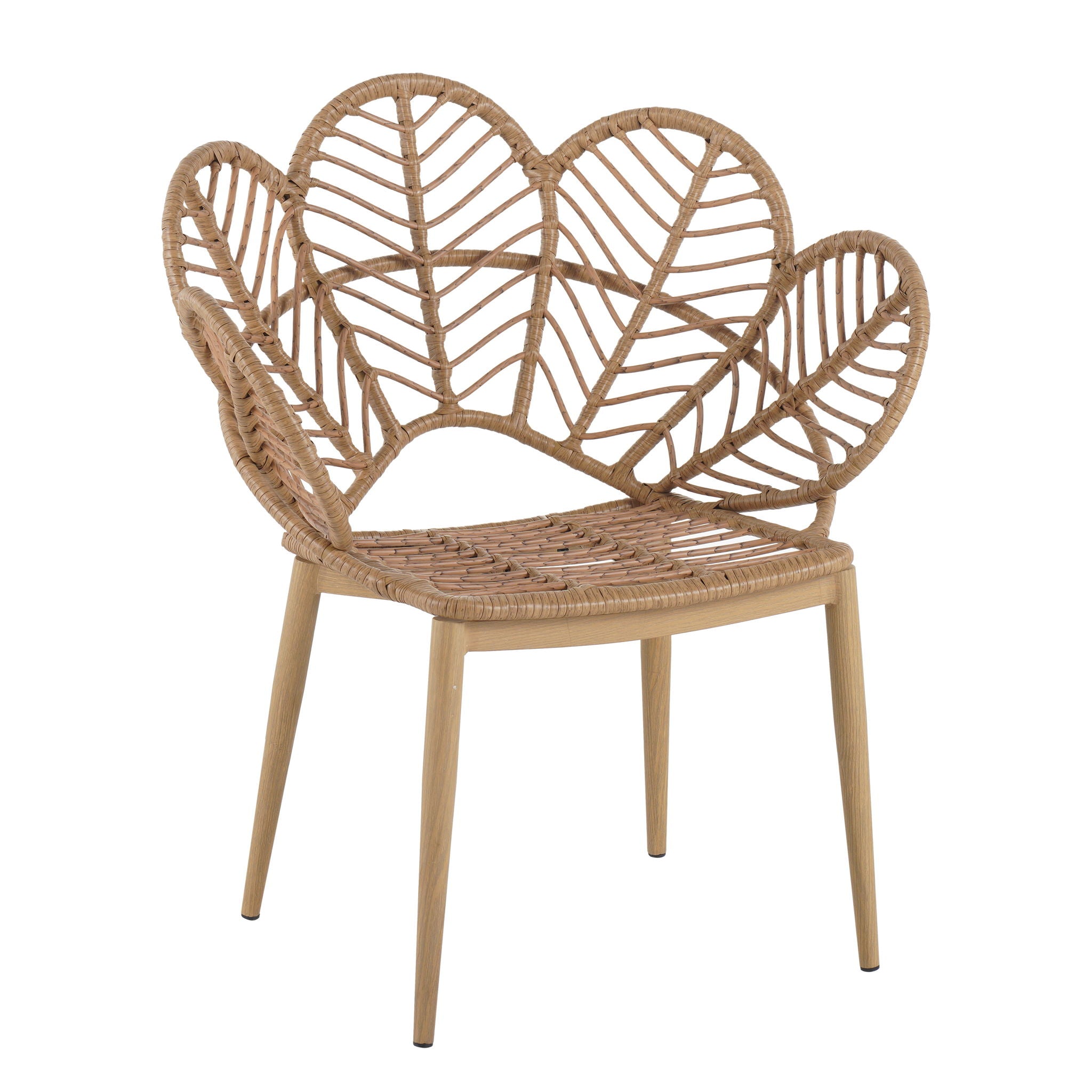 Kirk - Outdoor Patio 7 Pieces Chat Set With Wicker Chairs Cushions & Table - Beige / Light Brown / Teak