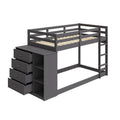 Gaston - Bunk Bed Twin Over Twin With 4 Drawers & 3 Compartments - Gray