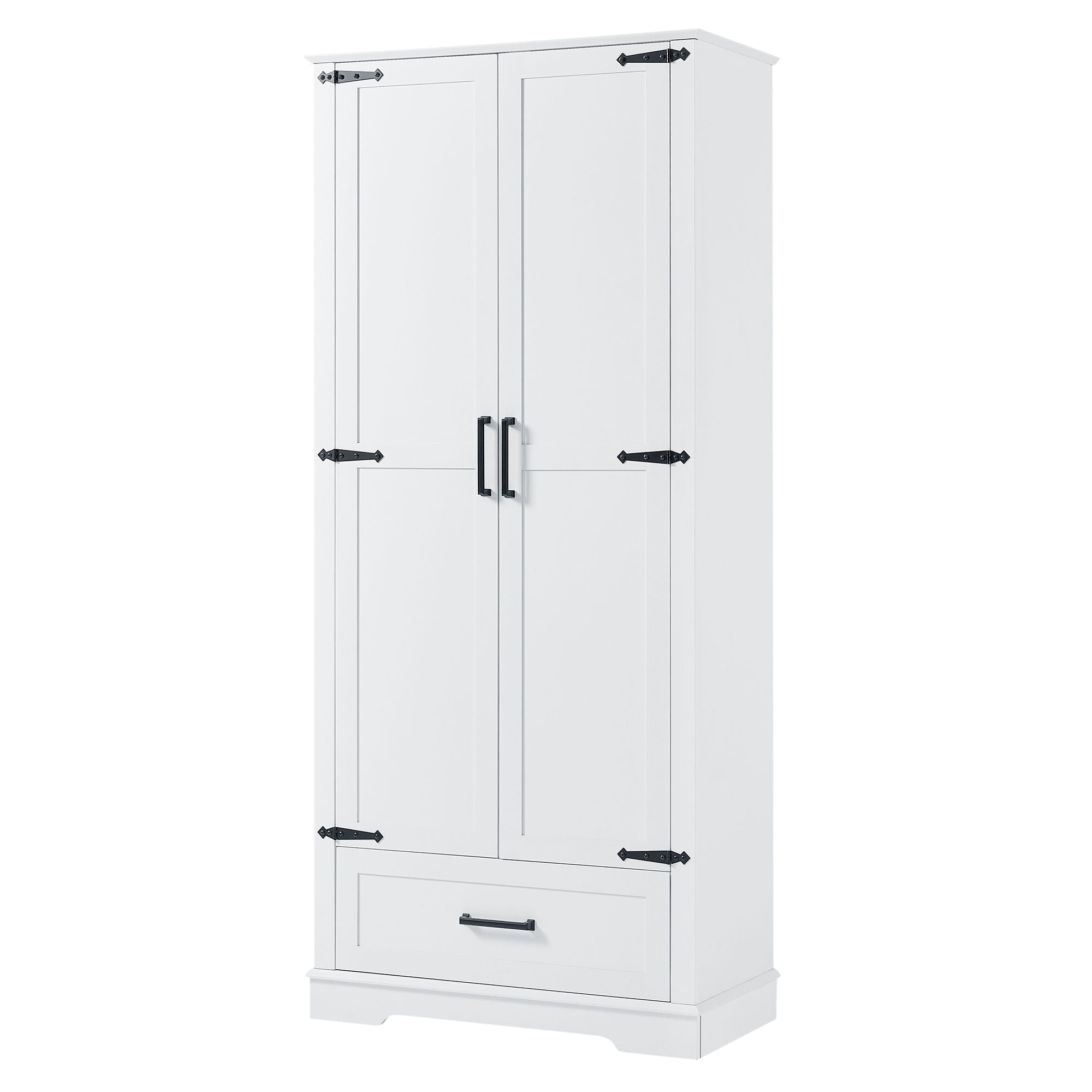 Tall Bathroom Storage Cabinet With 2 Doors And 2 Drawer, Adjustable Shelf - White