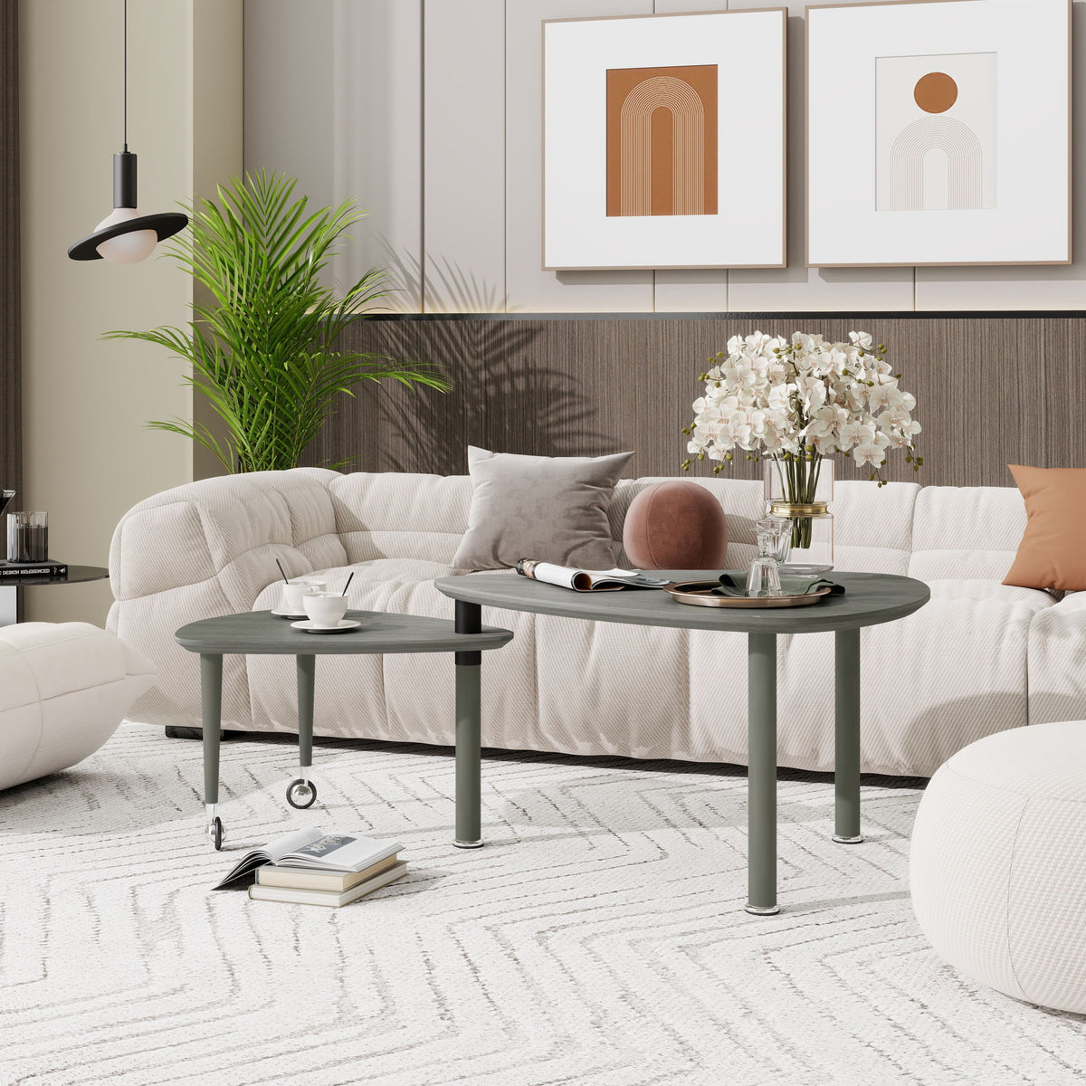 360 Degree Rotatable Coffee Table With Solid Legs