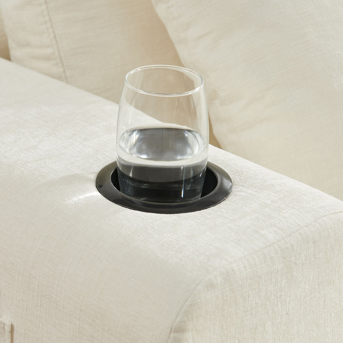 L - Shaped Sectional Sofa With Cup Holders & Side Pockets