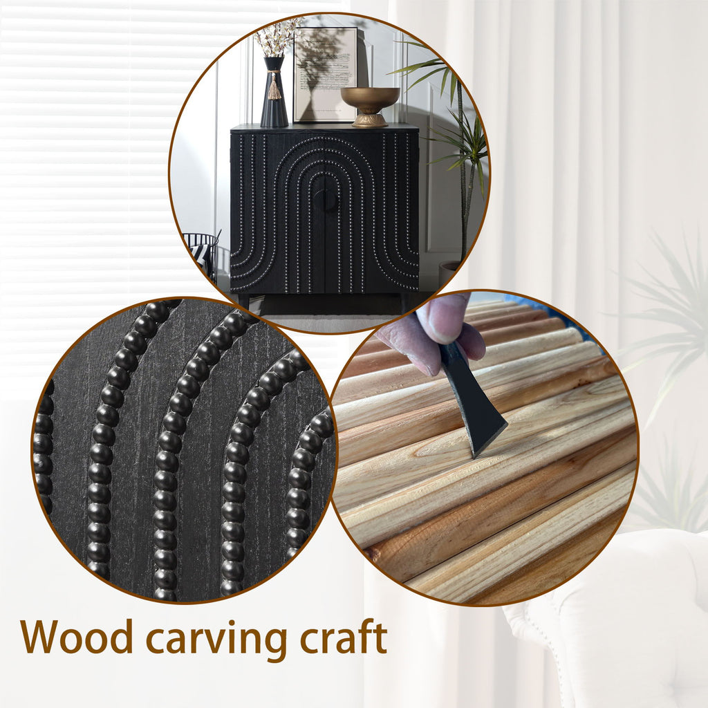 2 Door Storage Cabinet With Adjustable Shelf - Black