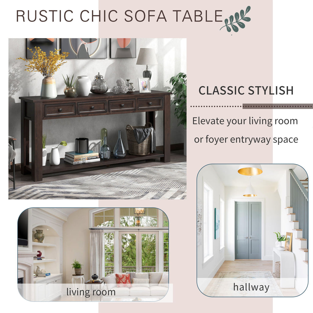 Hearth & Haven Clara - Console Table With Storage Drawers And Bottom Shelf