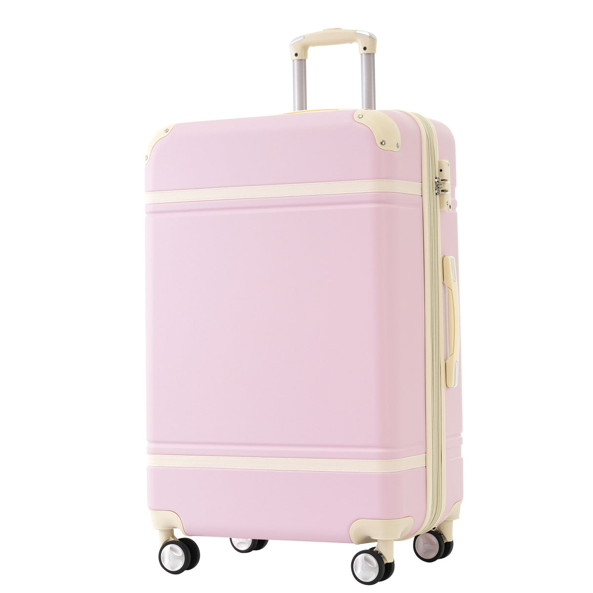 Hardshell Luggage Set With Double Spinner Wheels, Tsa Lock, Lightweight Suitcase, 28" With Bags - Light Pink