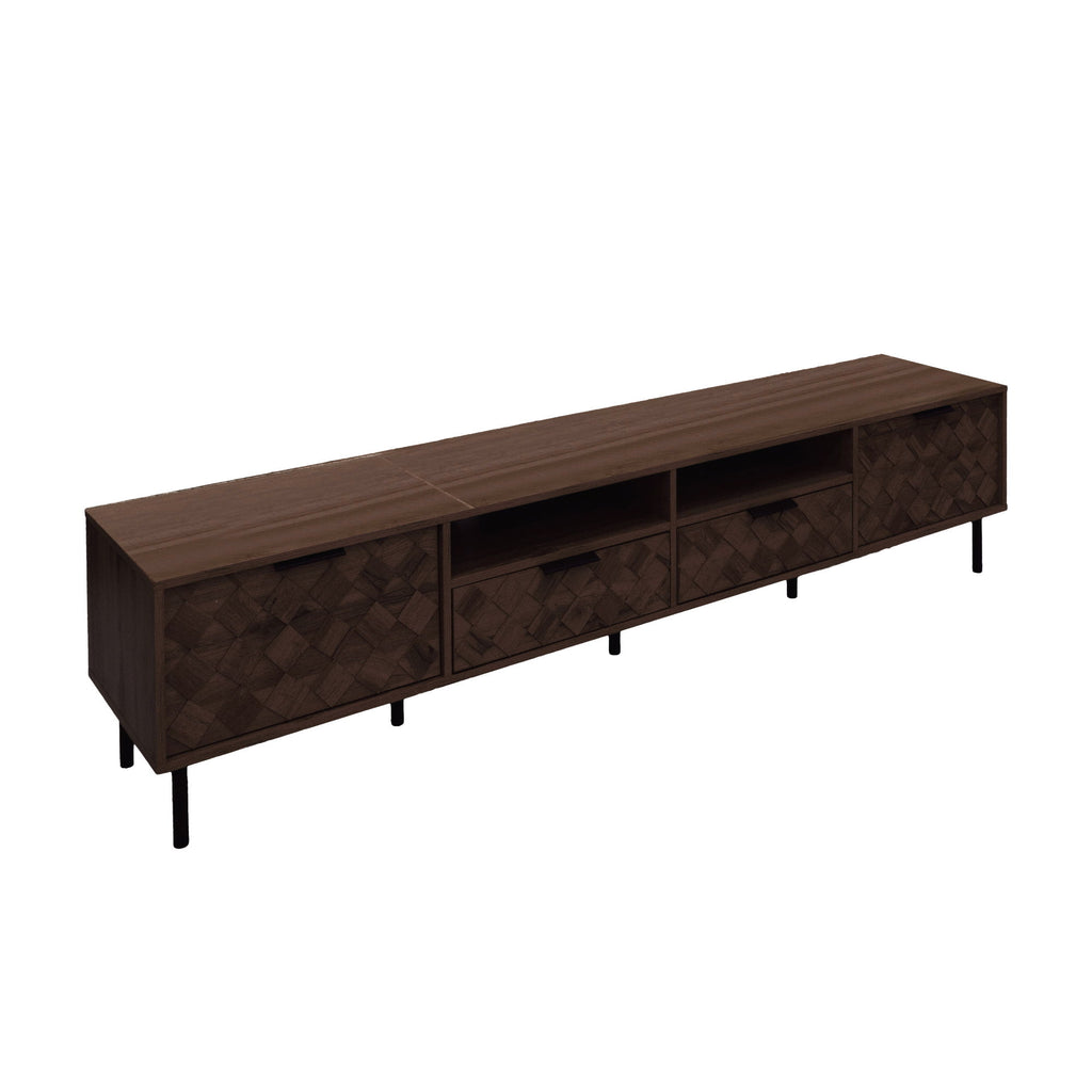 TV Stand For TVs Up To 85" With Closed Storage, Soft Closing Hinges, Living Room Entertainment Center - Walnut