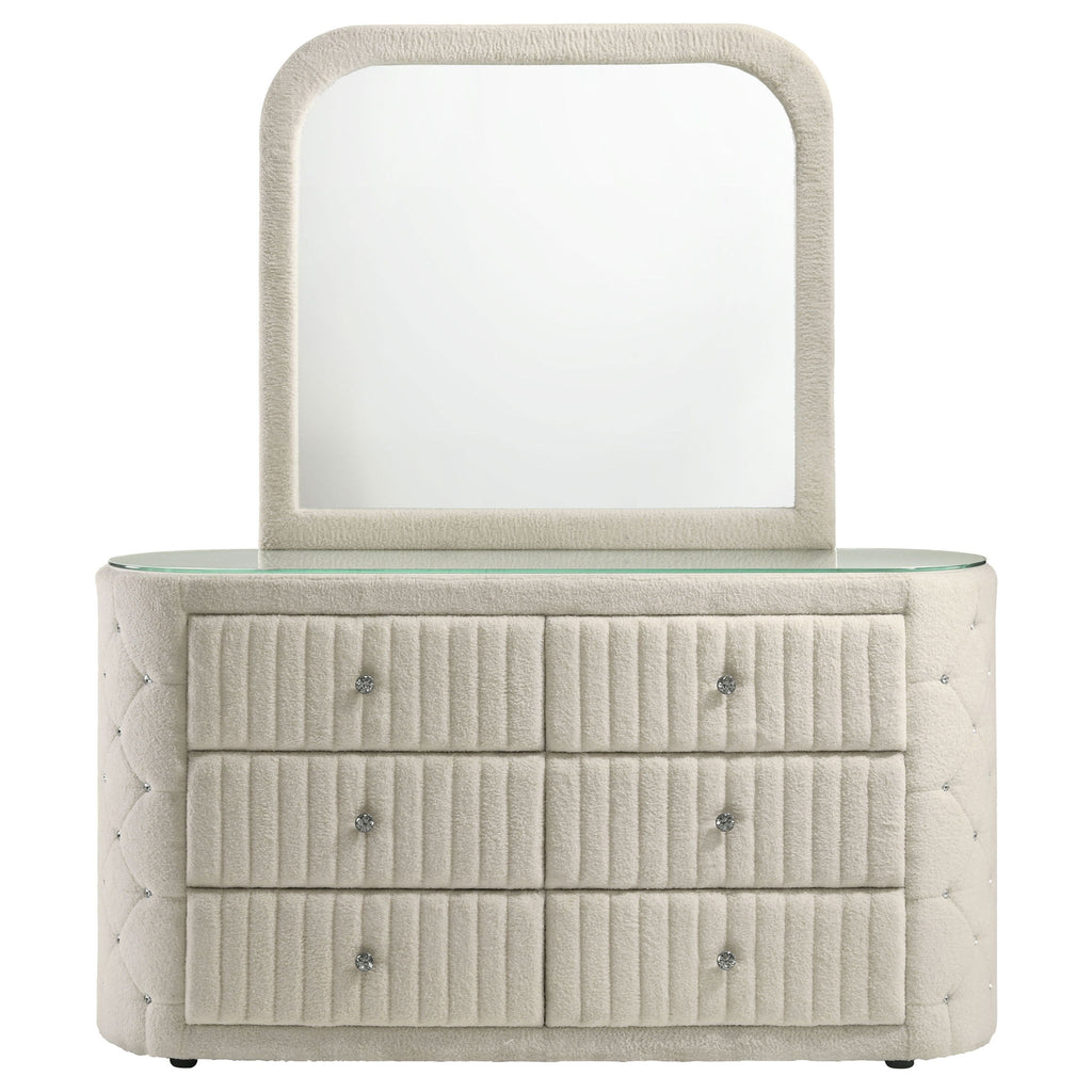 Santiago - 6 Drawer Dresser With Mirror - Ivory