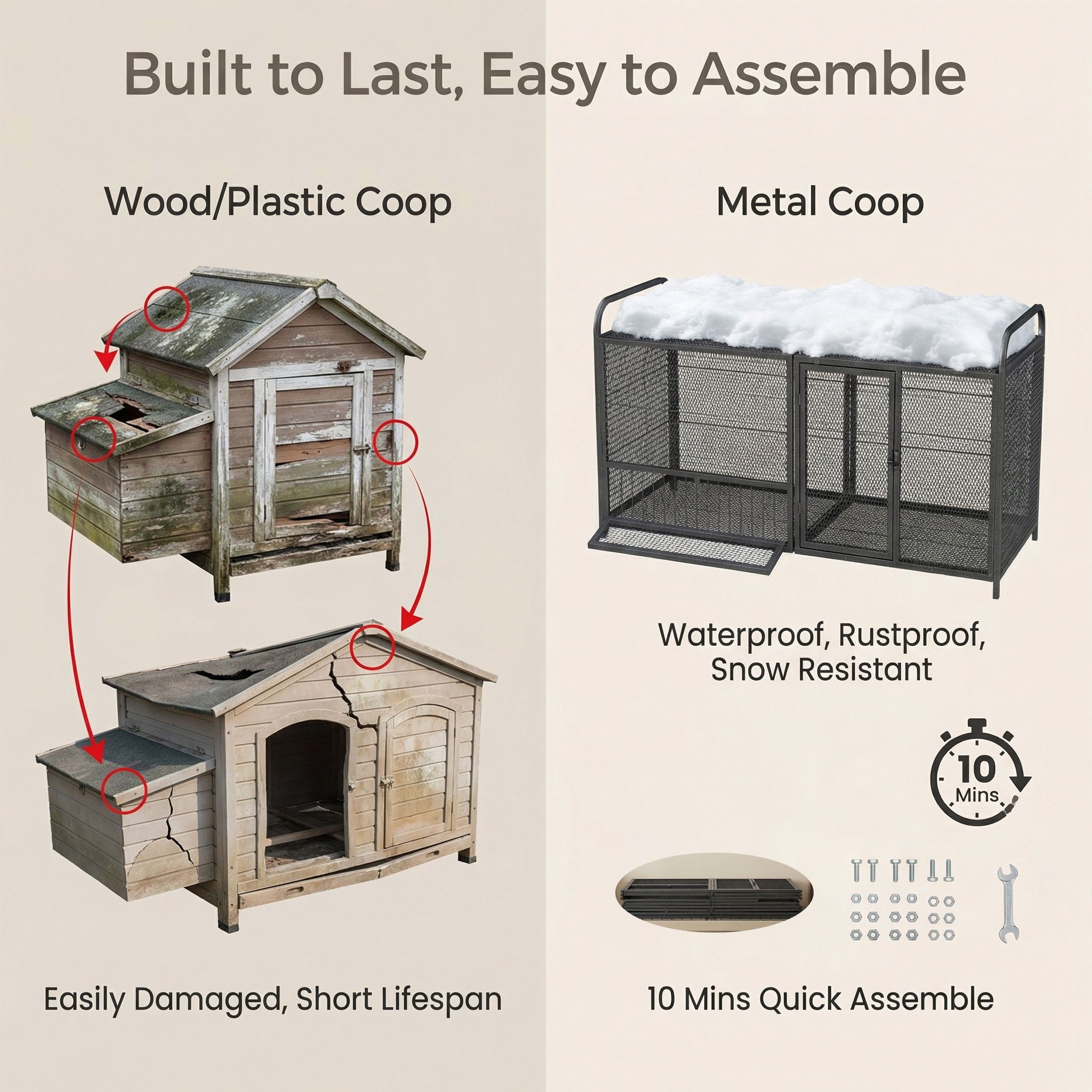 Chicken Cage, Poultry Breeding Coop - Black / Silver