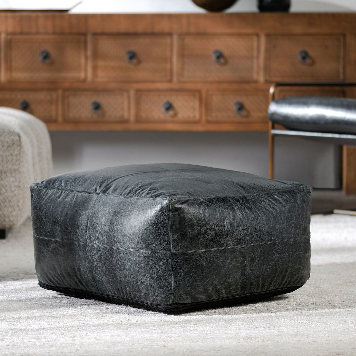 Kona - Leather Pouf
