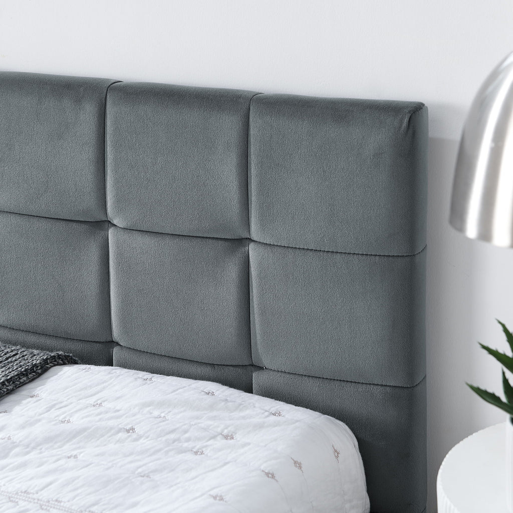 Elegant Storage Upholstered Tufted Bed Frame With Backrest And Armrests