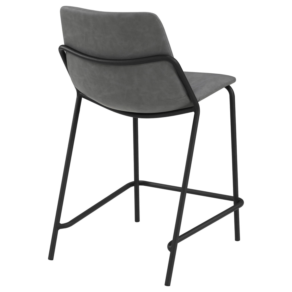 Counter Height Stools With Footrest (Set of 2) - Gray / Black