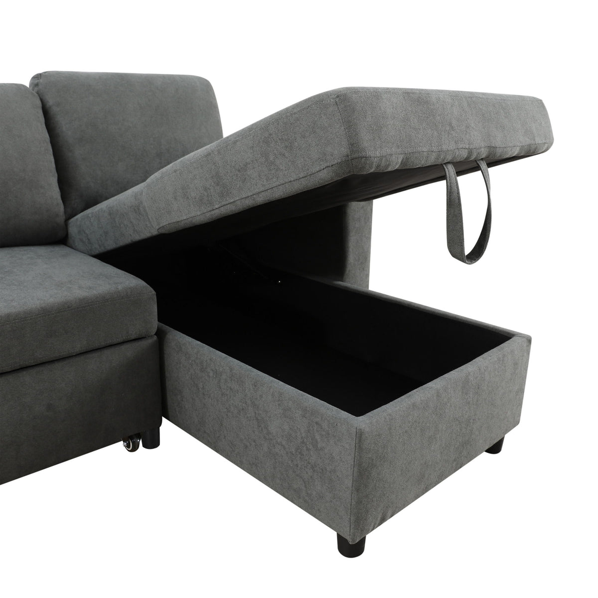 L - Shaped Convertible Sofa Bed With Storage Chaise