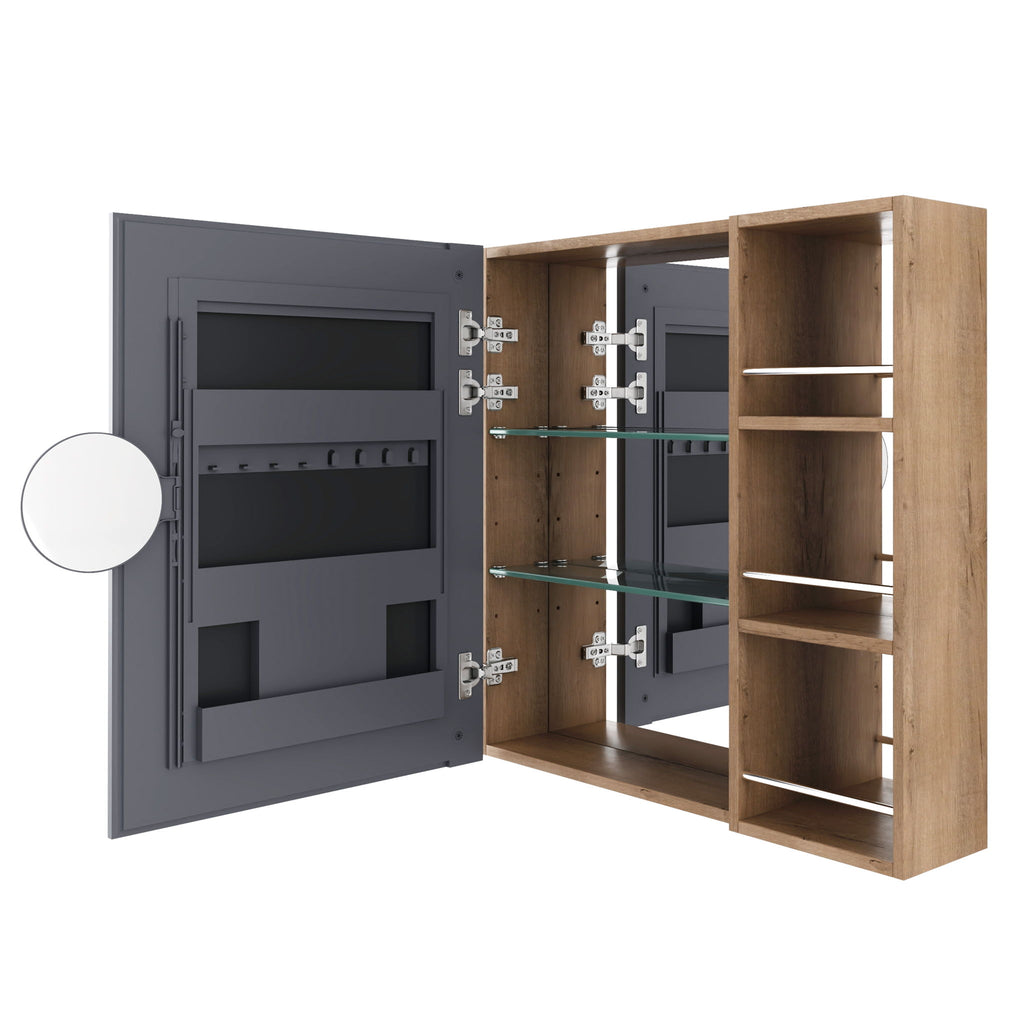 29.63" Wall Mounted Bathroom Cabinet With Adjustable Shelves - Imitative Oak