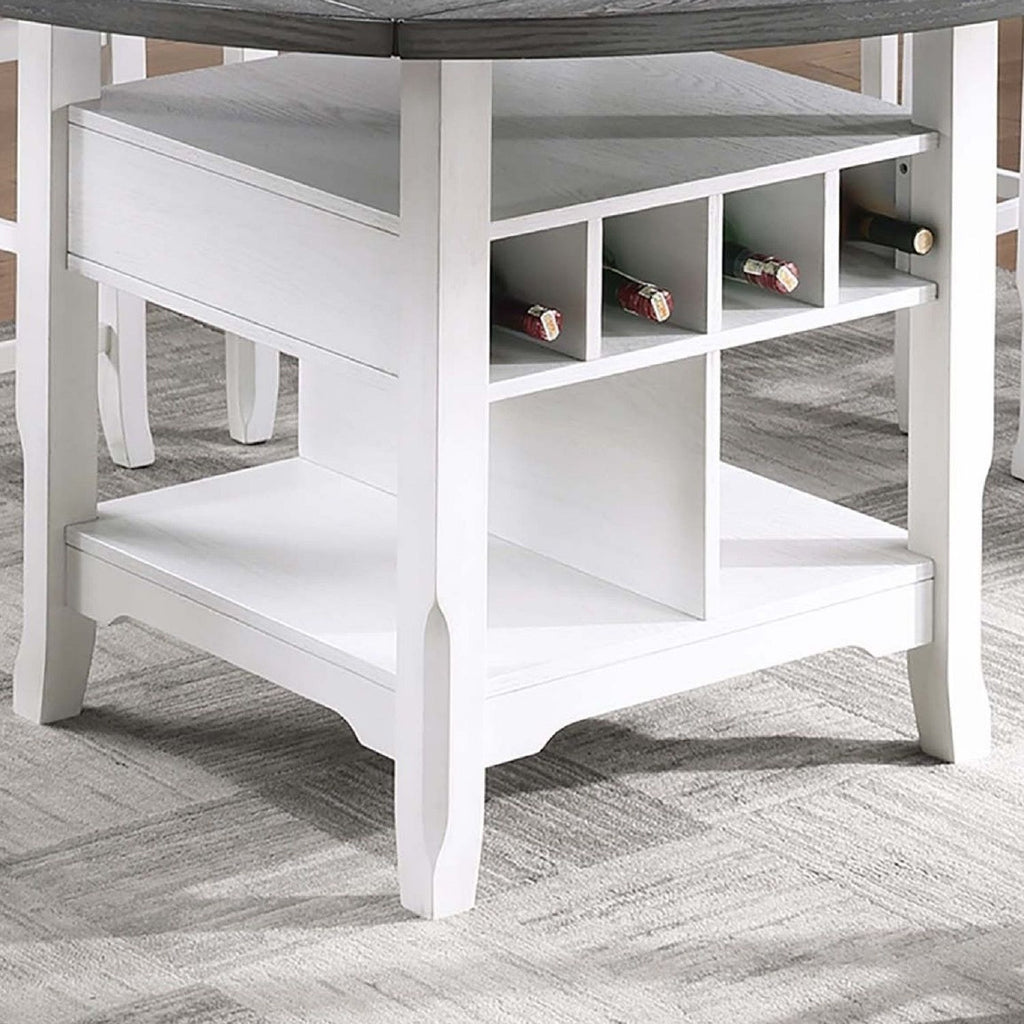 Counter Height Dining Table With Built In Lazy Susan And Storage Shelves