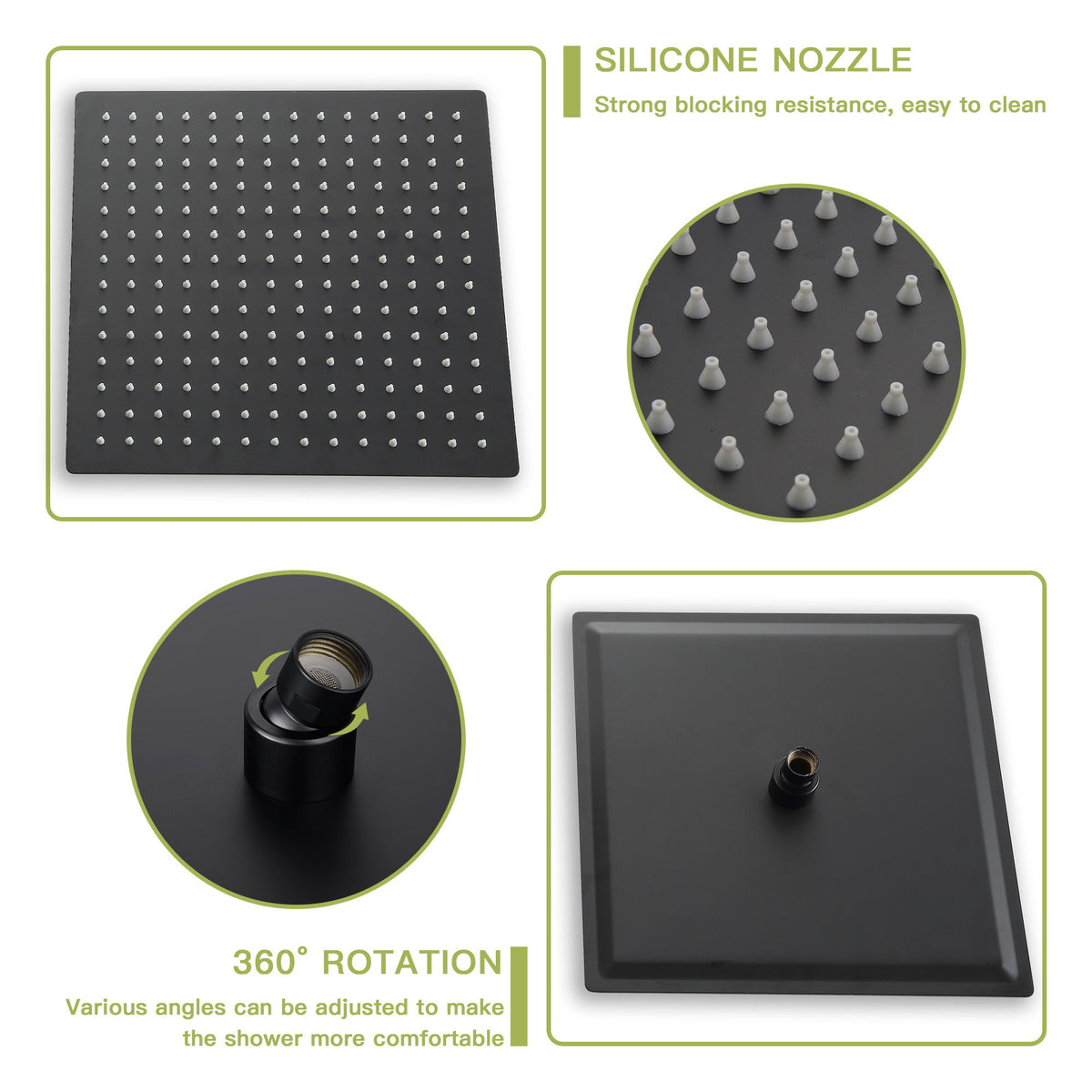 10" Square Dual Shower Head System Wall Mounted With Rough In Valve Modern Bathroom Fixture