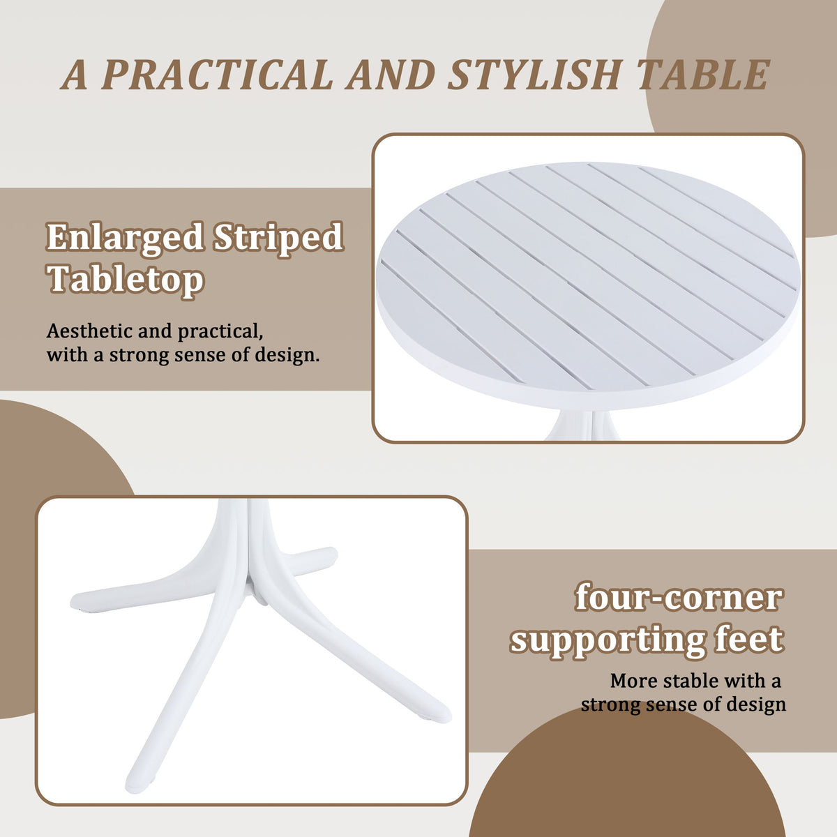 4 Piece Set Of Modern Striped Color Blocking Single Chairs With Round Table
