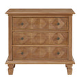 Nightstand With Charging Station, 3 Drawer Bedside Table - Natural Wood