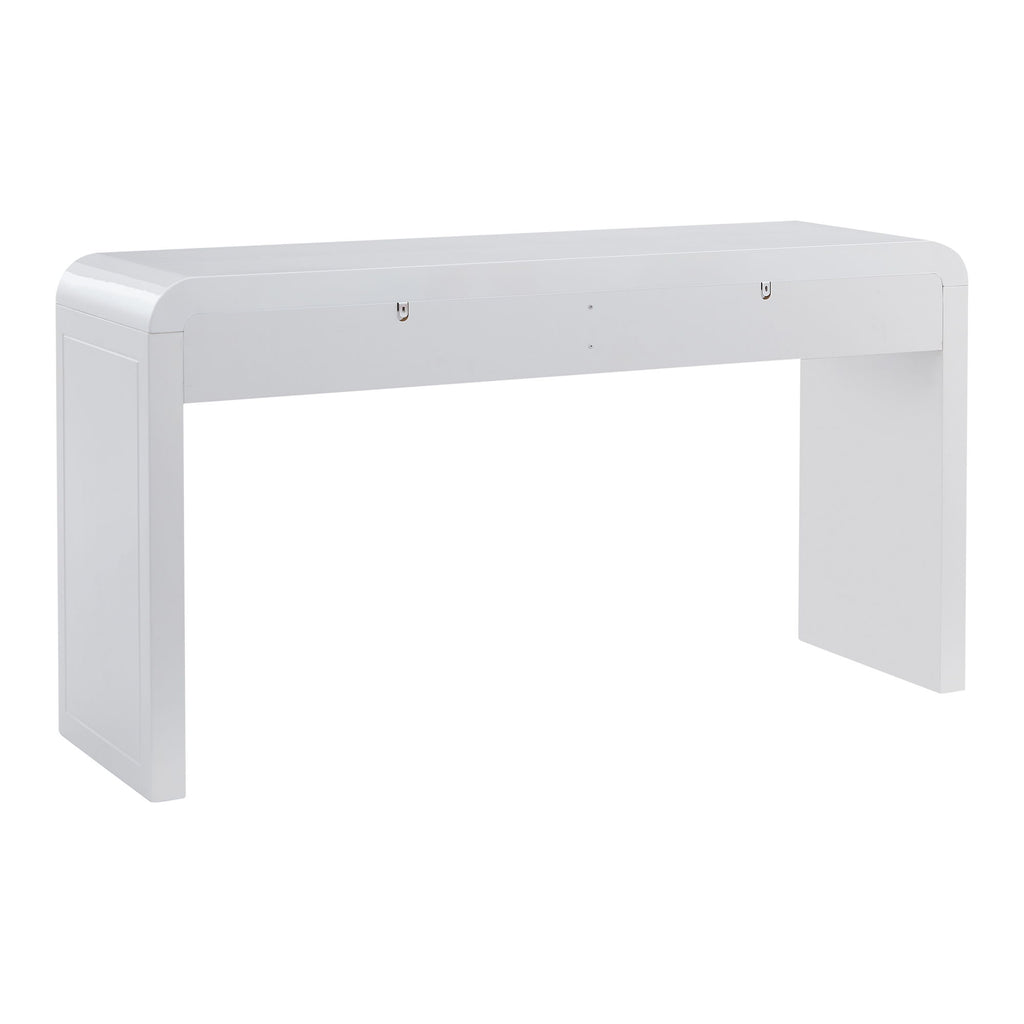 Curved Console Table With Storage, 2 Drawers - White