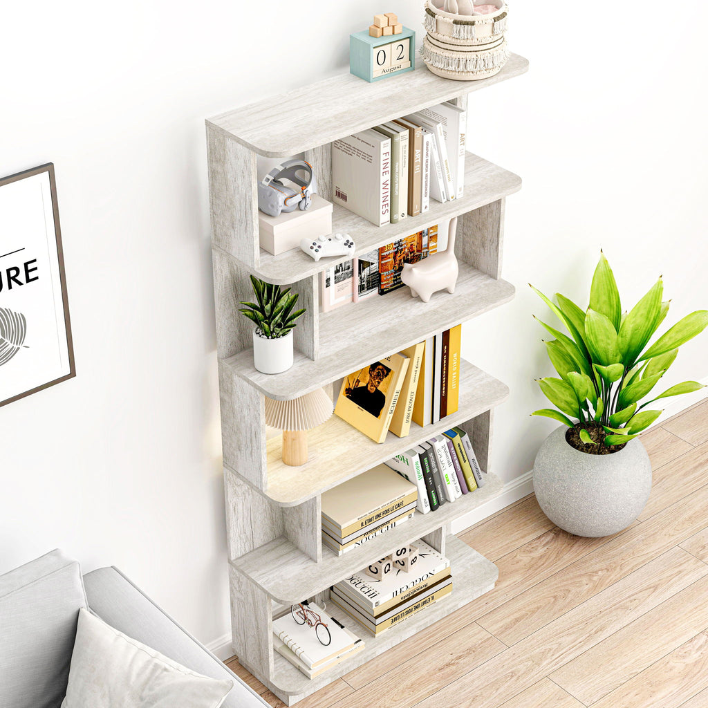 Modern 5 Tier Open Storage Bookcase