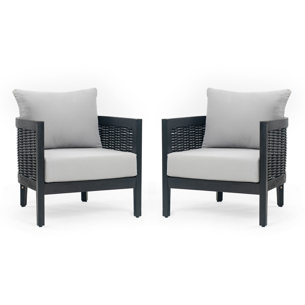 Outdoor Acacia Wood Club Chairs With Cushions