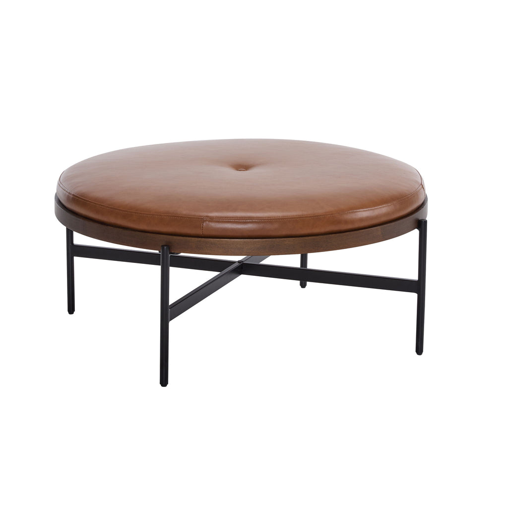 Lyricie - Modern Cocktail Ottoman With Foam Padding And Metal X Base - Brown / Black