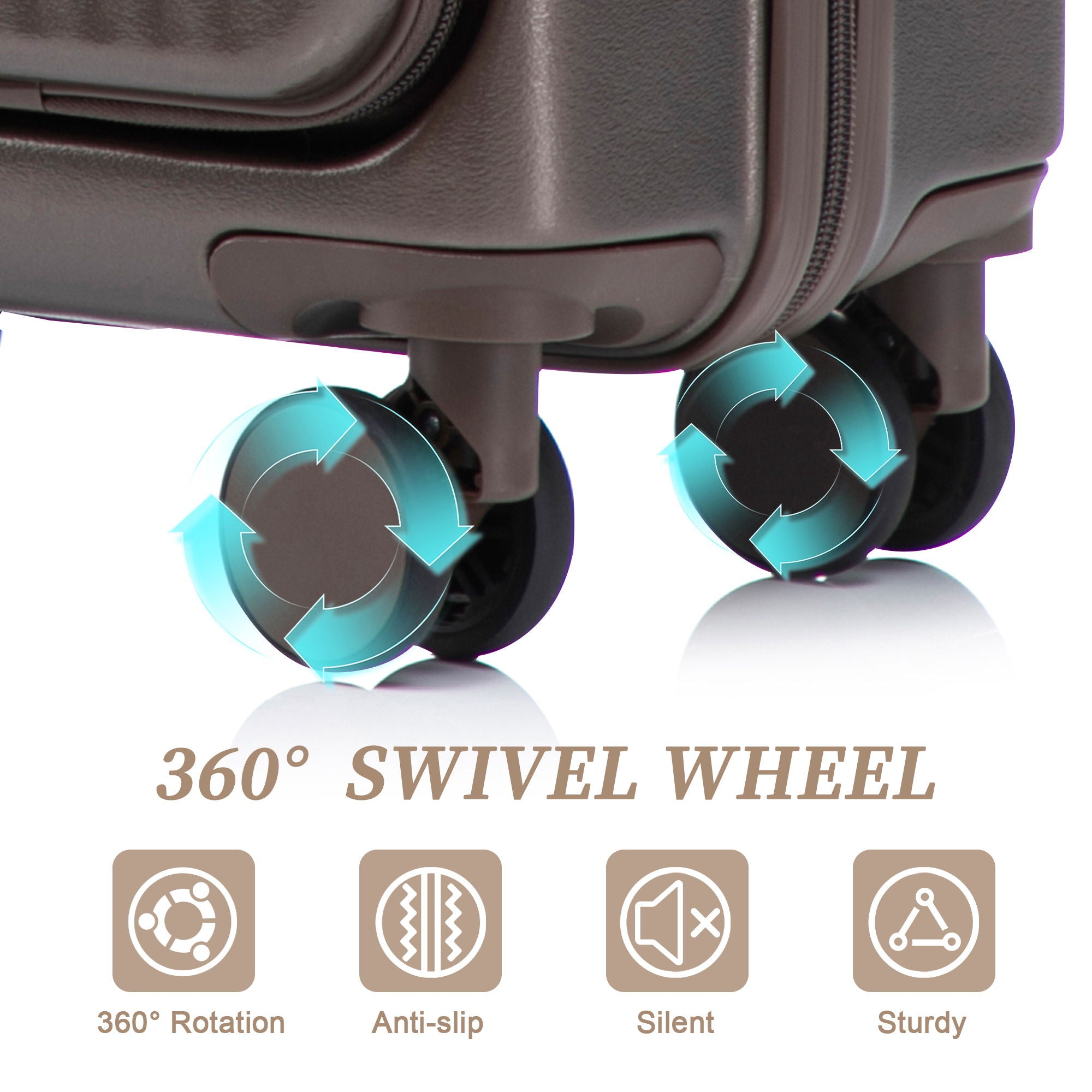 Luggage Set With Cosmetic Case, Combination Lock, Front Opening Design