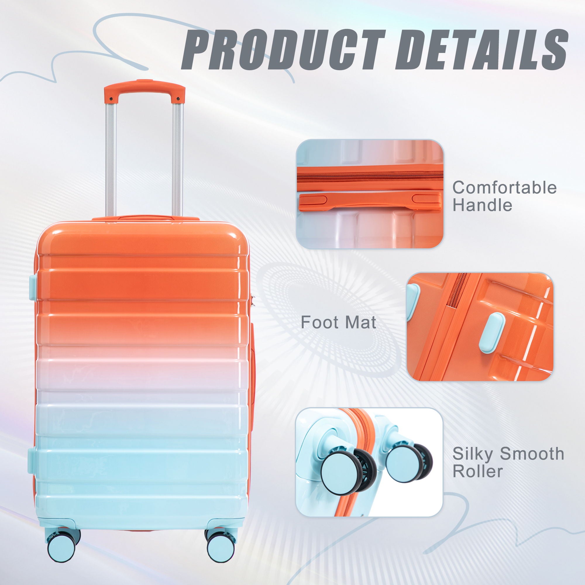 Luggage Set 20" /24" /28" With Combination Lock And Silent Wheels