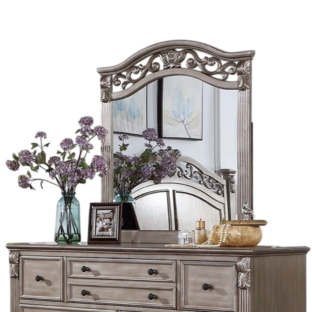 Dresser And Mirror - Antique Silver