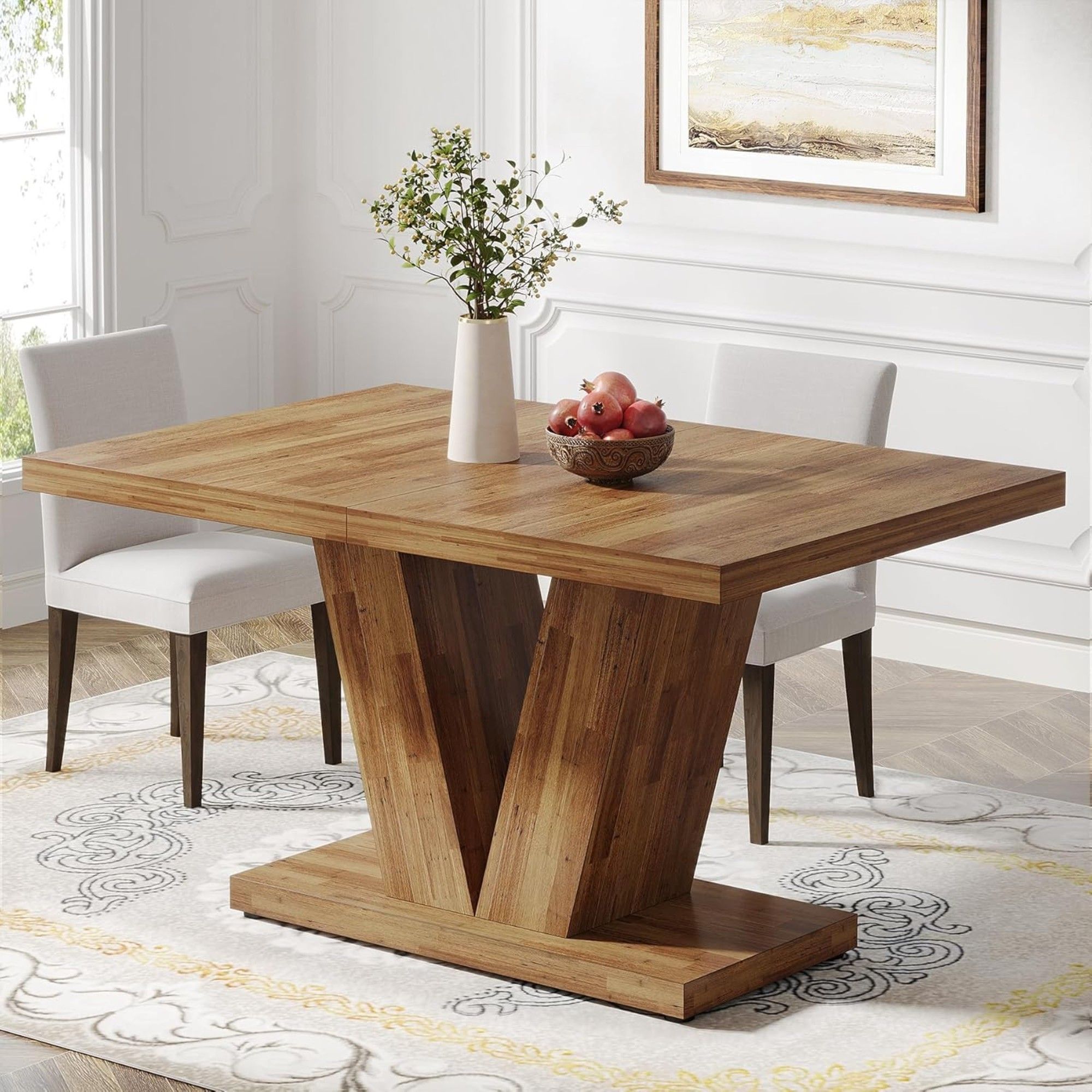 Dining Table With Pedestal Base For 4 - 6 People