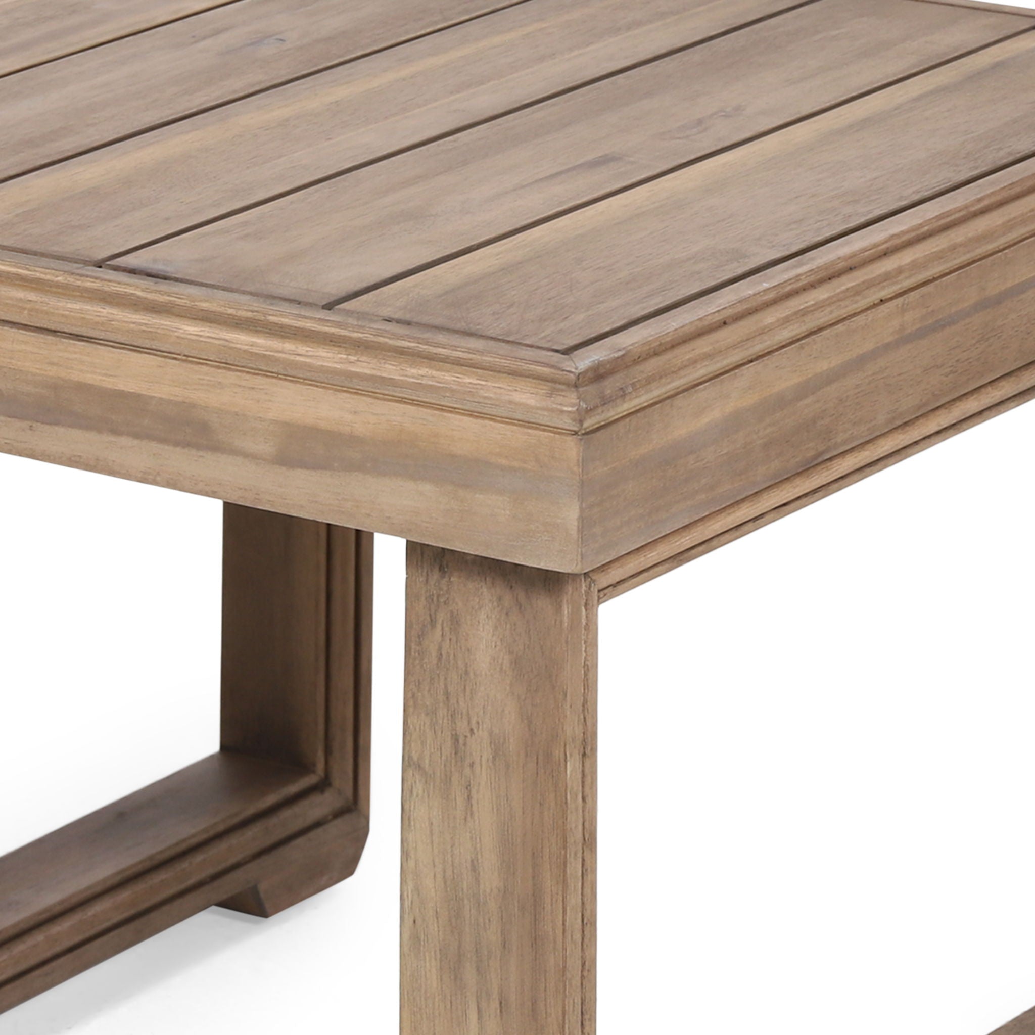 Outdoor Square Side Table With Acacia Wood Frame - Brown