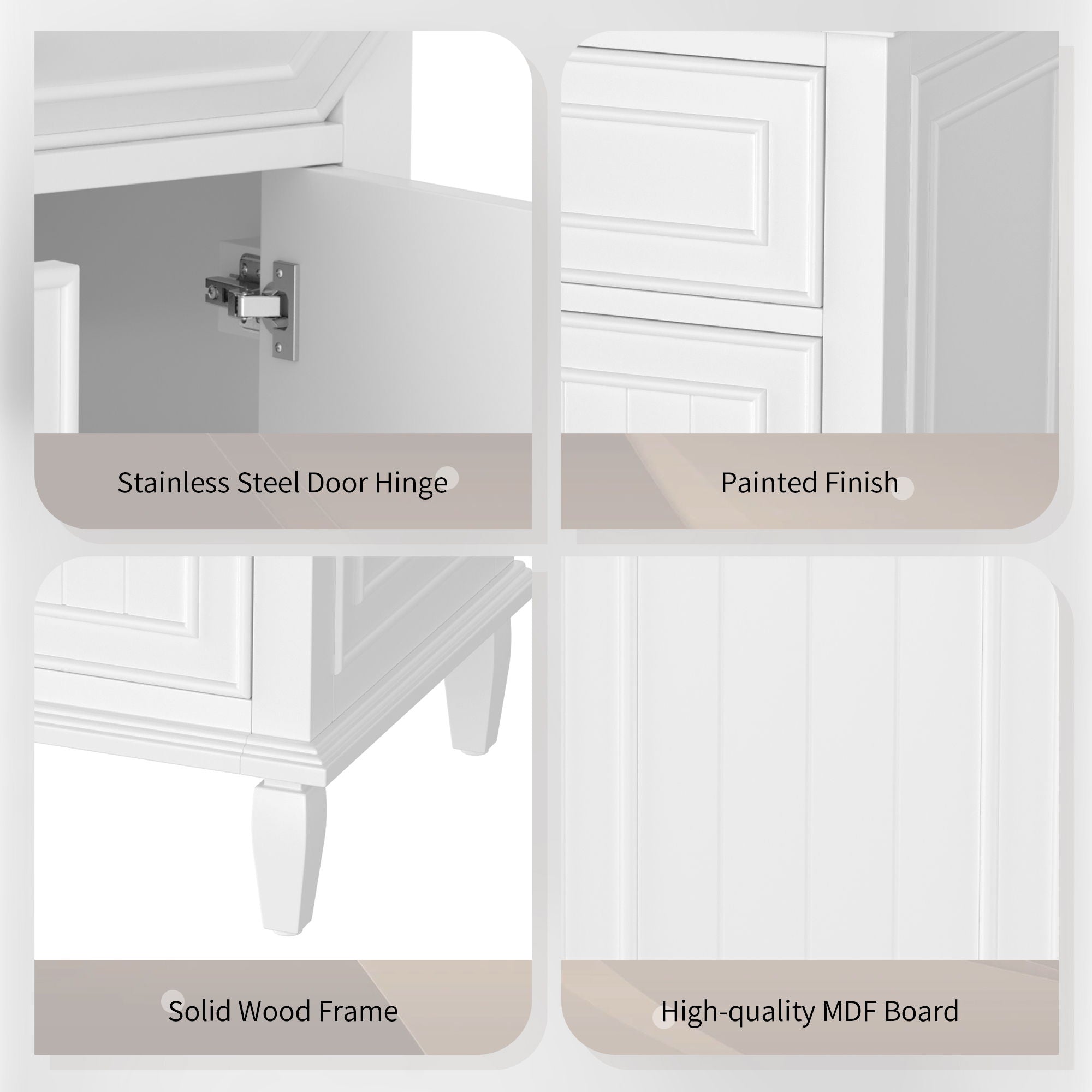 Modern Bathroom Vanity With Sink, Adjustable Shelf, 1 Flip Drawer & 2 Drawers