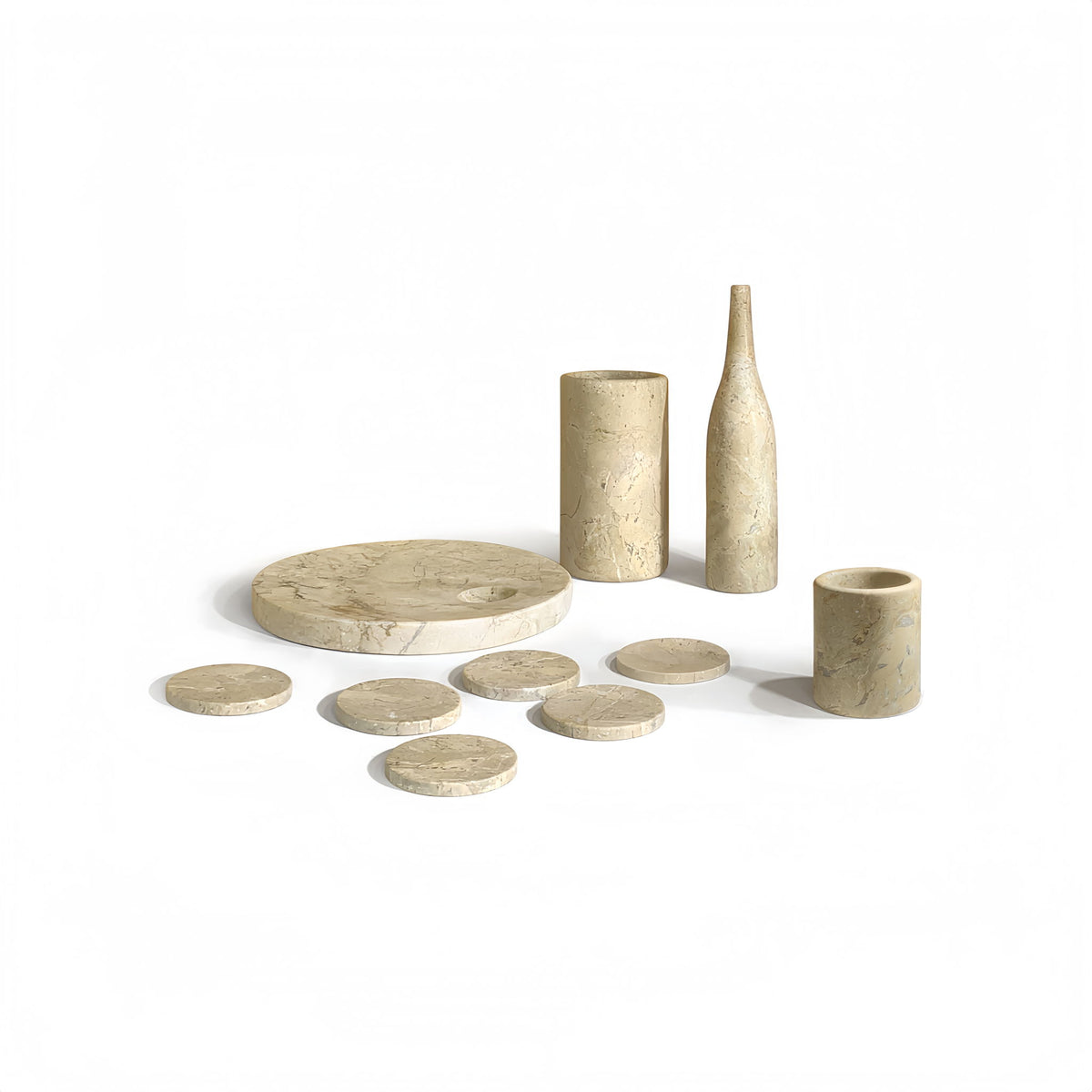 10 Pieces Luxury Natural Marble Dining Room Accessories Set