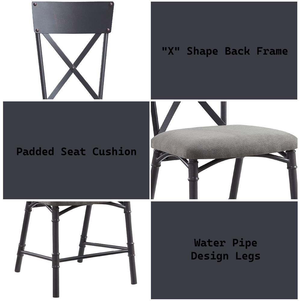 Edina - Side Chair (Set of 2) - Gray Fabric, Oak & Sandy Black