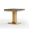 Marble Printed Rectangular End Table With Stainless Steel Legs - Gold / Black