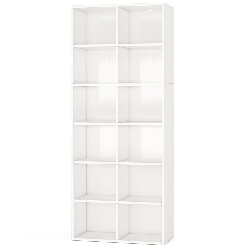 Narrow 12 Cube Bookcase With Closed Back For Living Room - White