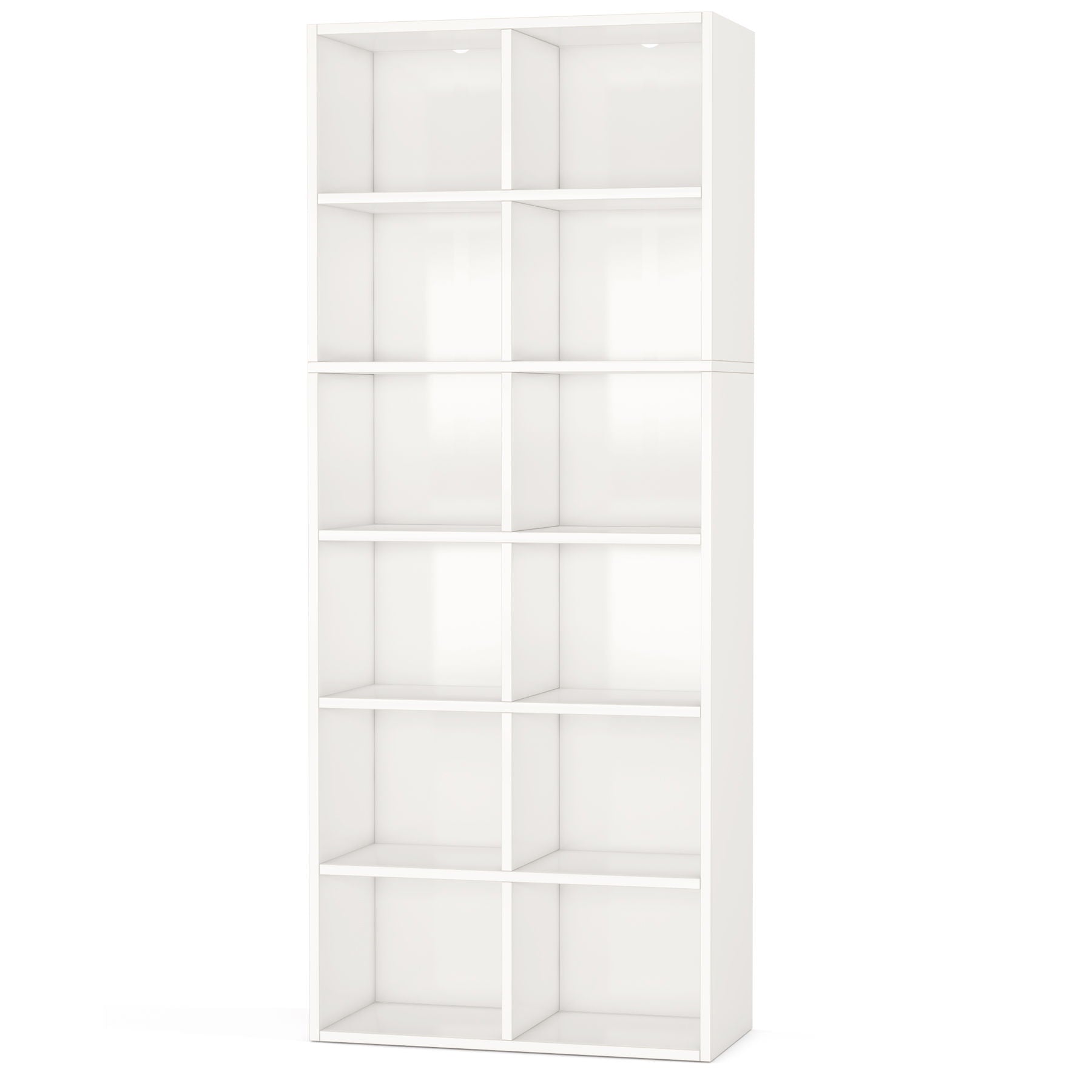 Narrow 12 Cube Bookcase With Closed Back For Living Room - White