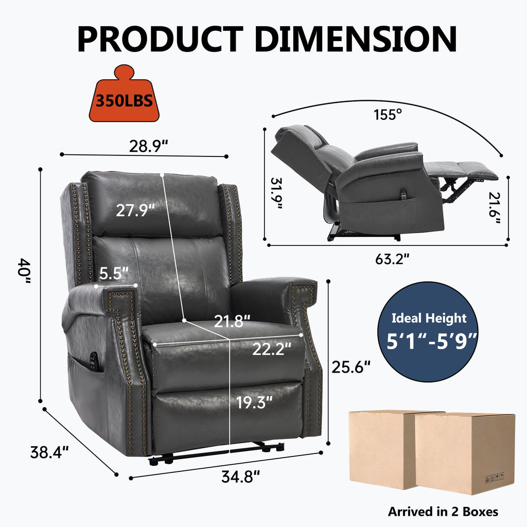 Manual Recliner Chair With Heavy Duty Motion Mechanism, 8 Vibrating Nodes And 3 Massage Modes For Living Room