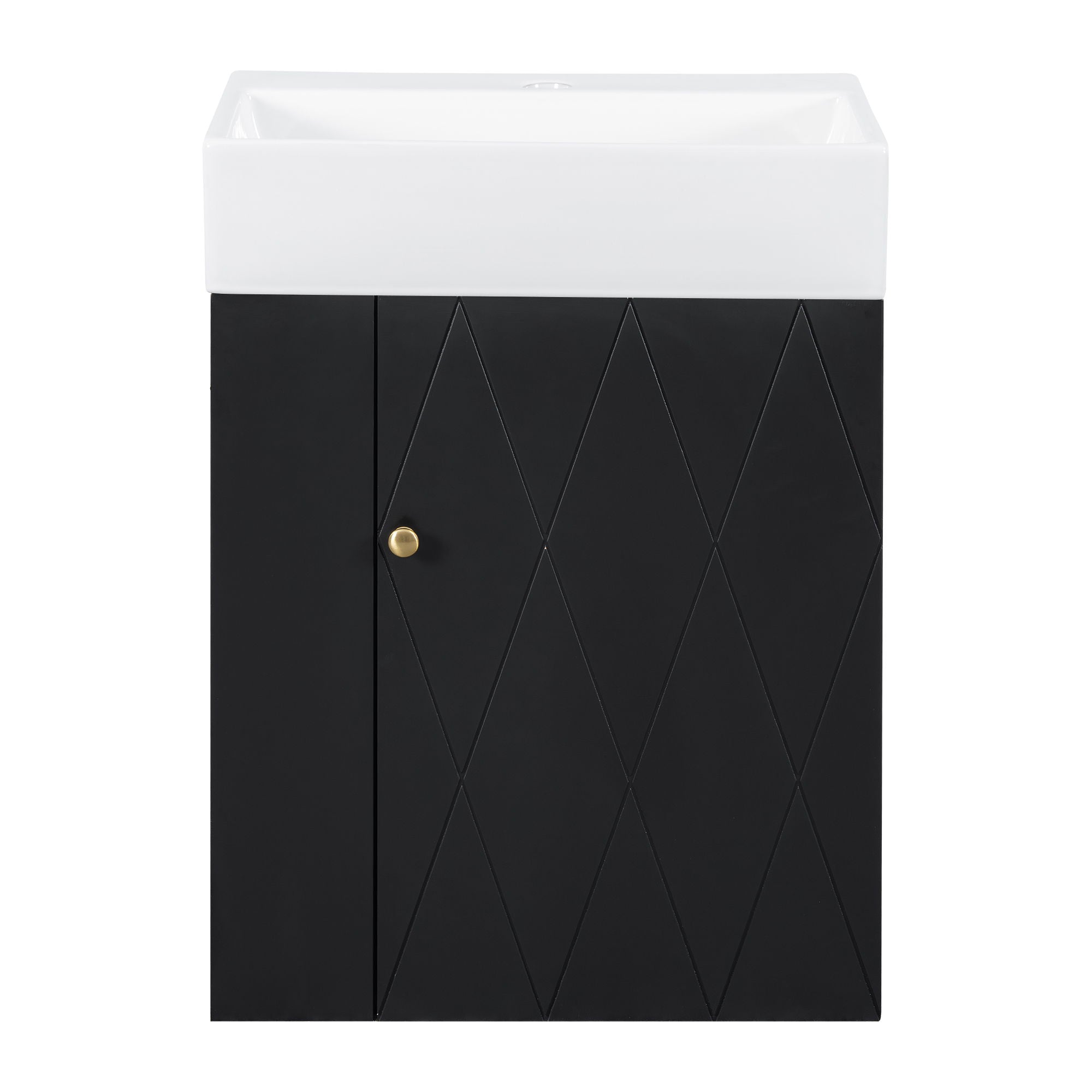Modern Bathroom Vanity With Sink, Diamond Pattern Doors