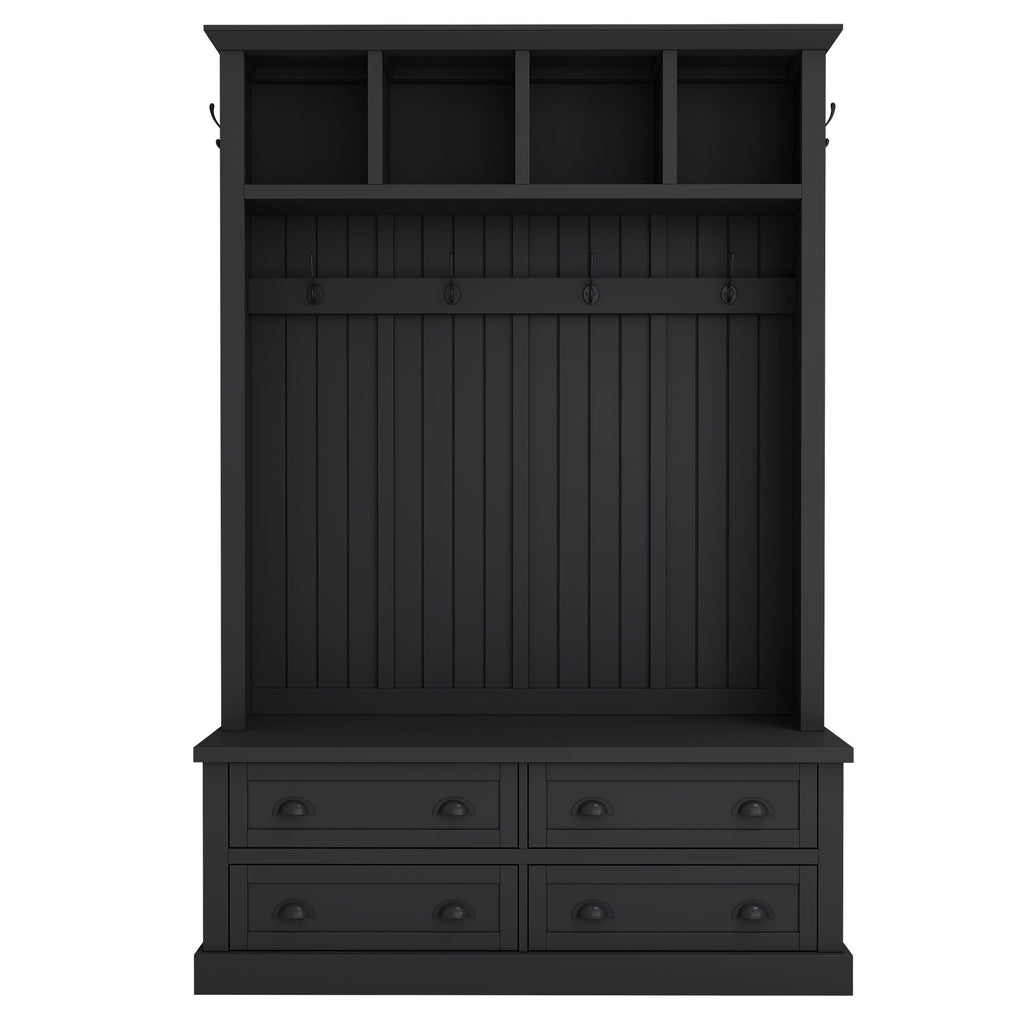 Hall Tree With 4 Drawers, Coat Rack With 6 Hooks