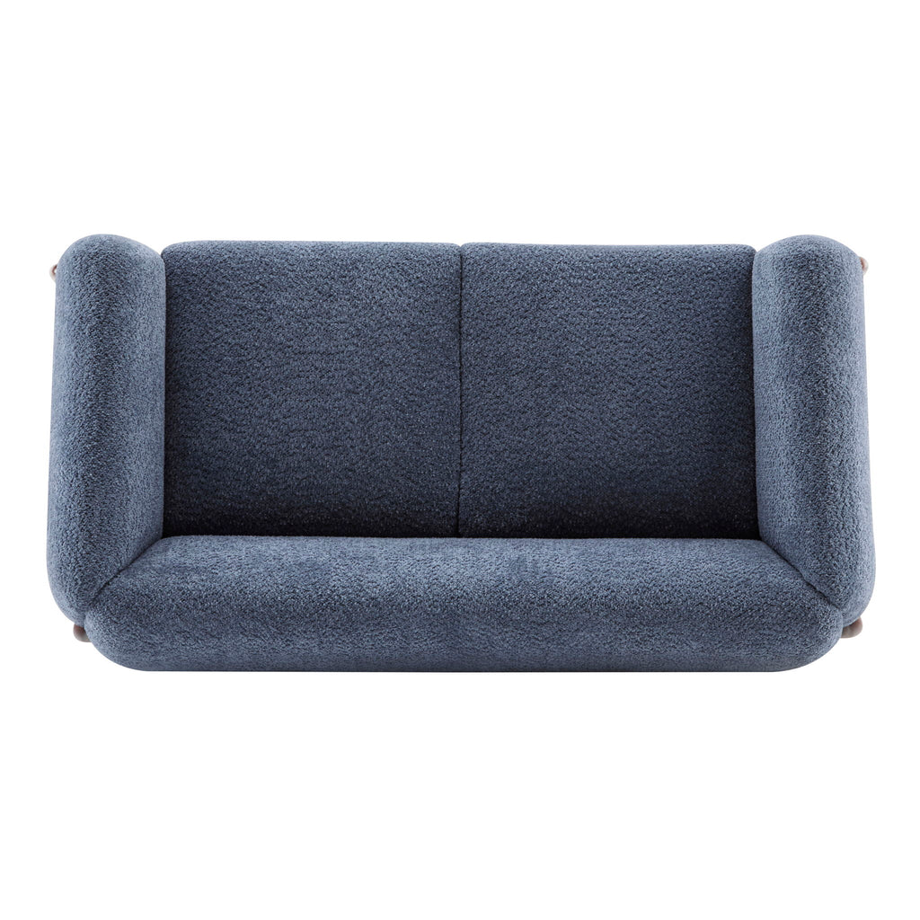 Contemporary Boucle Sherpa Sofa With Birch Wood Legs