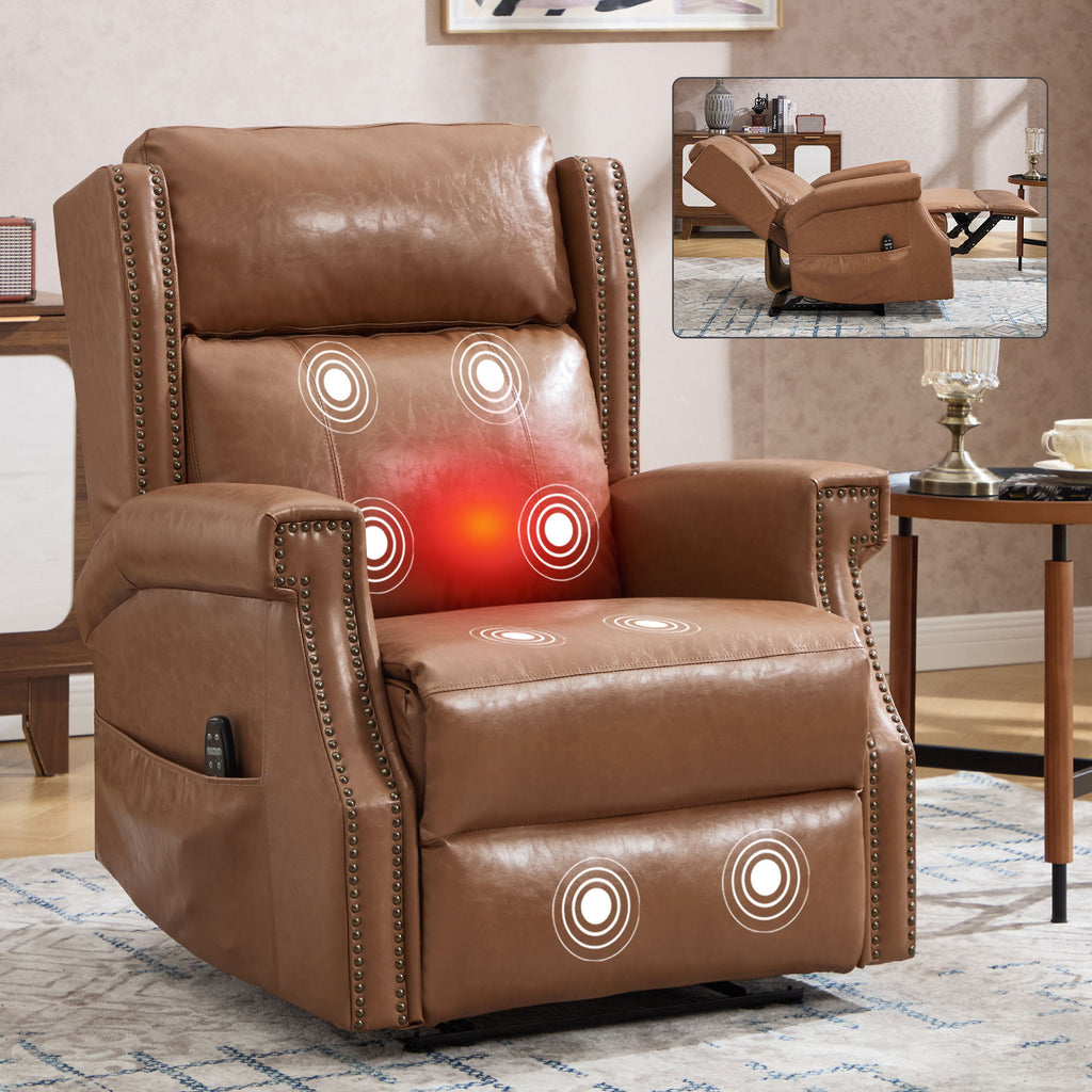 Manual Recliner Chair With Heavy Duty Motion Mechanism, 8 Vibrating Nodes And 3 Massage Modes For Living Room