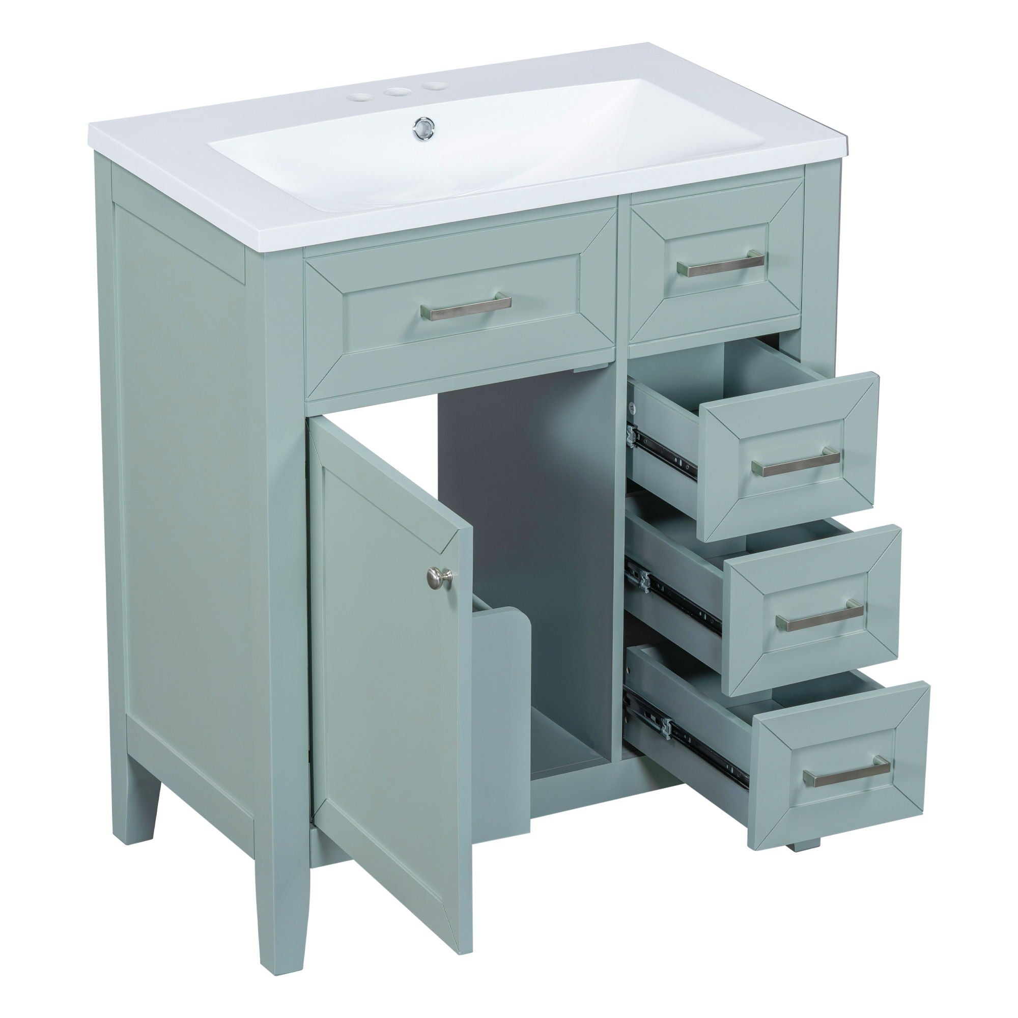 Modern Bathroom Vanity With Sink Combo, 3 Drawers, Undermount Drop-In Sink