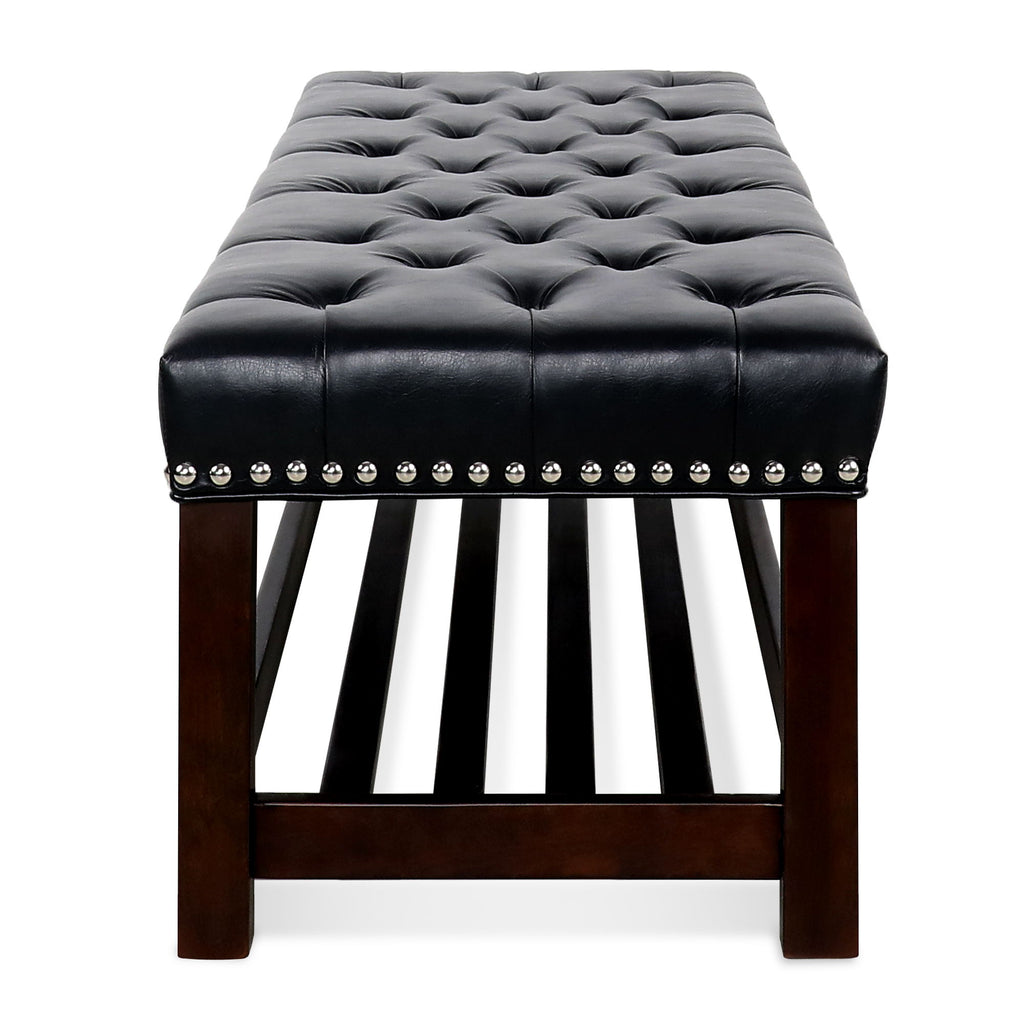 Bedroom End Of Bed Bench Tufted Upholstered End Of Bed Bench End Of Bed Entrance Shoe Bench With Nailhead Trim And Shelf Bedroom Upholstered Bench Living Room Shoe Rack Footstool