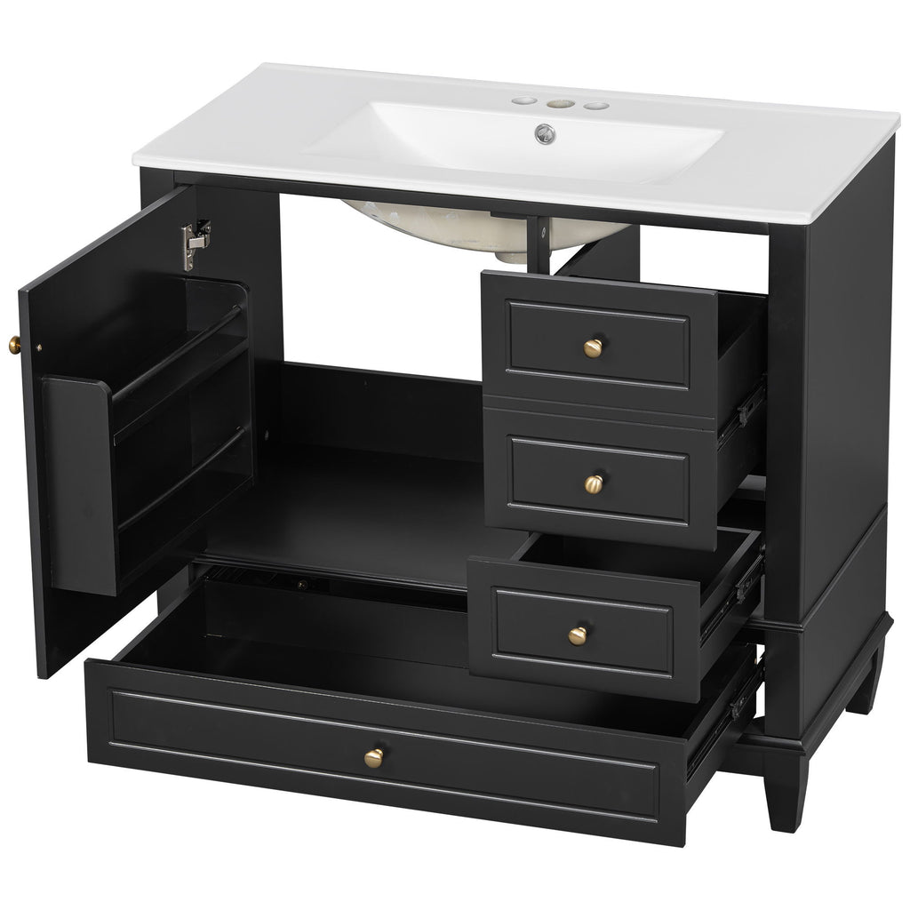 Modern Bathroom Vanity With Sink, 3 Drawers & Cabinet