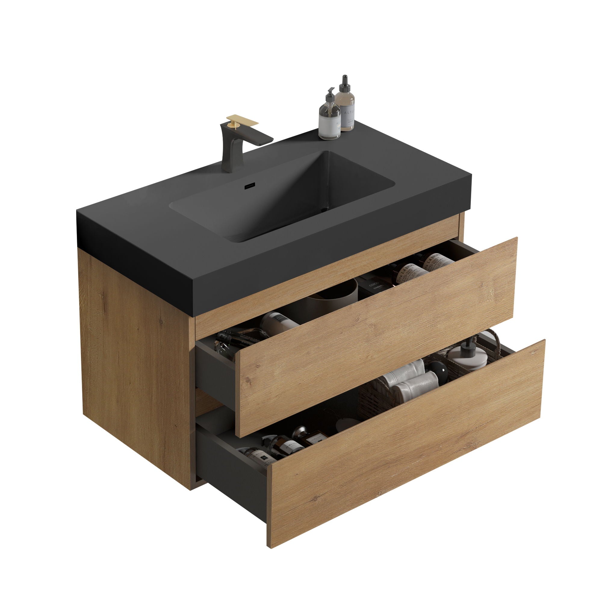 Alice - Bathroom Vanity With Sink, Large Storage, Wall Mounted