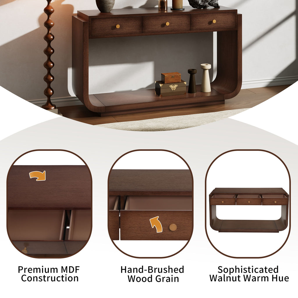 Console Table With 3 Drawers, Display Shelf