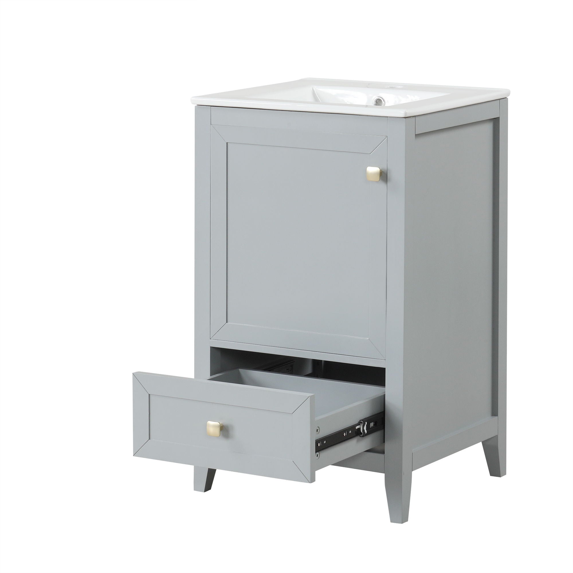 Bathroom Vanity With Sink, Soft Closing Cabinet Door, Storage Rack And Drawer