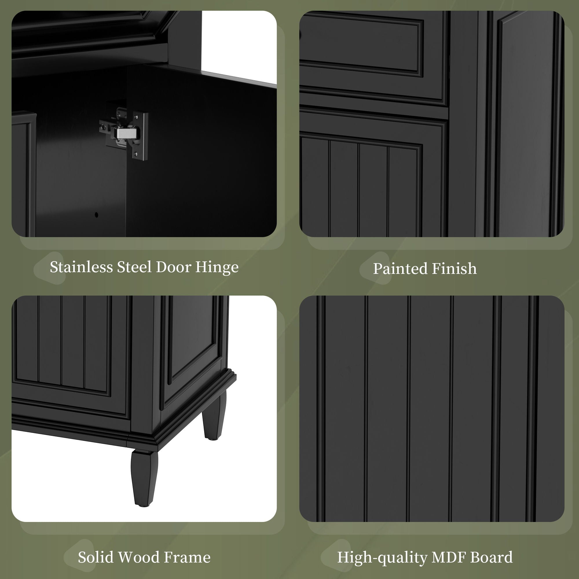 Modern Bathroom Vanity With Sink, Adjustable Shelf, 1 Flip Drawer & 2 Drawers