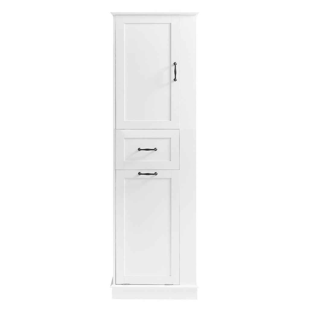 Modern Tall Storage Cabinet With Tilt-Out Compartment, Adjustable Shelves