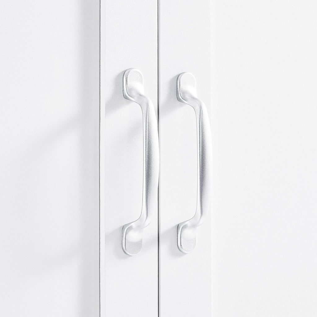 Tall Bathroom Storage Cabinet With 4 Doors 3 Drawers Adjustable Shelves - White